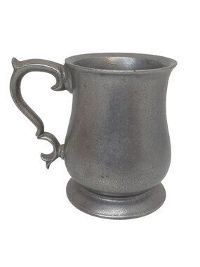 Vintage Pewter Tankard Mug Stein Ornate Handle Rustic 4.5" Tall